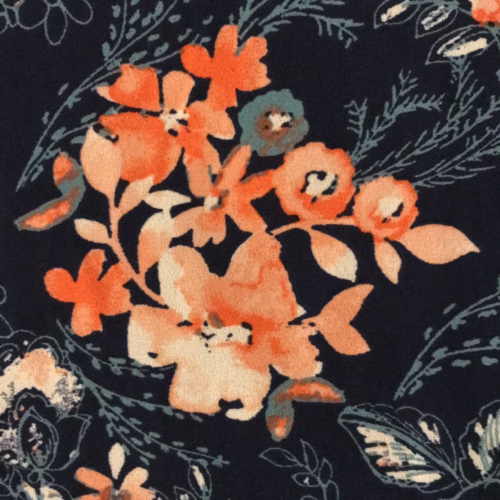 Luxology Spring Navy Blue Dress w/ Coral Pink Flowers Bell Sleeves Plus … - Picture 6 of 16